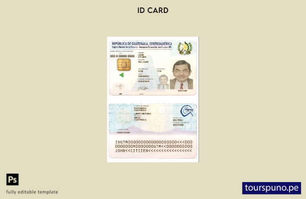 plantilla de identificación de Guatemala lista para imprimir